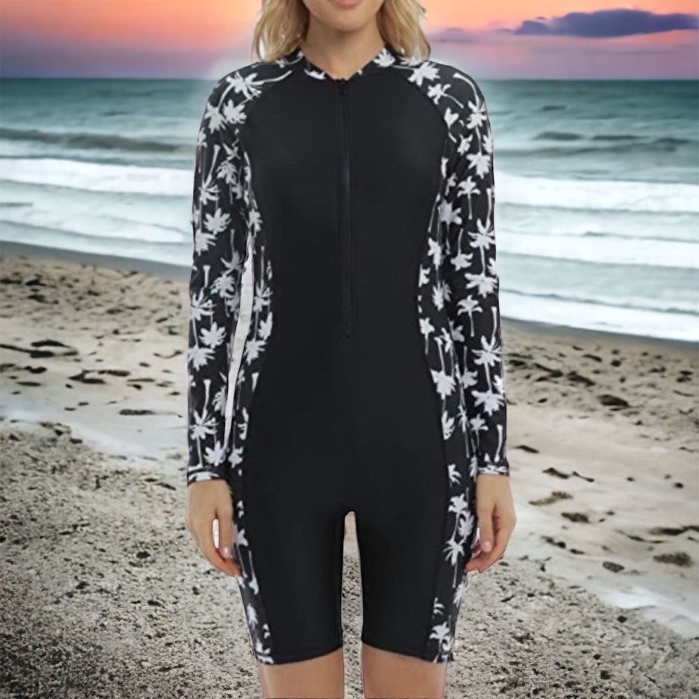 Halcurt Womens Boy Leg One Piece Rashguard Swimsuit UPF 50 Zipper Surfing